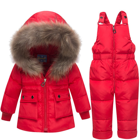 Ski Suit Baby Girl down Outerwear Coat+trousers -30degree