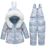 Ski Suit For Children White Duck Down Jacket+Pants