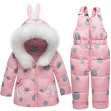 Ski Suit For Children White Duck Down Jacket+Pants