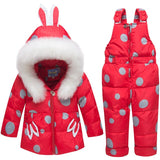 Ski Suit For Children White Duck Down Jacket+Pants