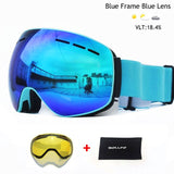 Ski Goggles with Magnetic Double Layers Lens