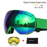 Ski Goggles with Magnetic Double Layers Lens