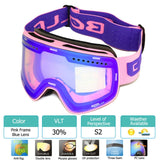 Ski Goggles with Magnetic Double Layer Polarized