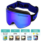 Ski Goggles with Magnetic Double Layer Polarized