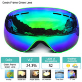 Ski Goggles with Magnetic Double Layers Lens
